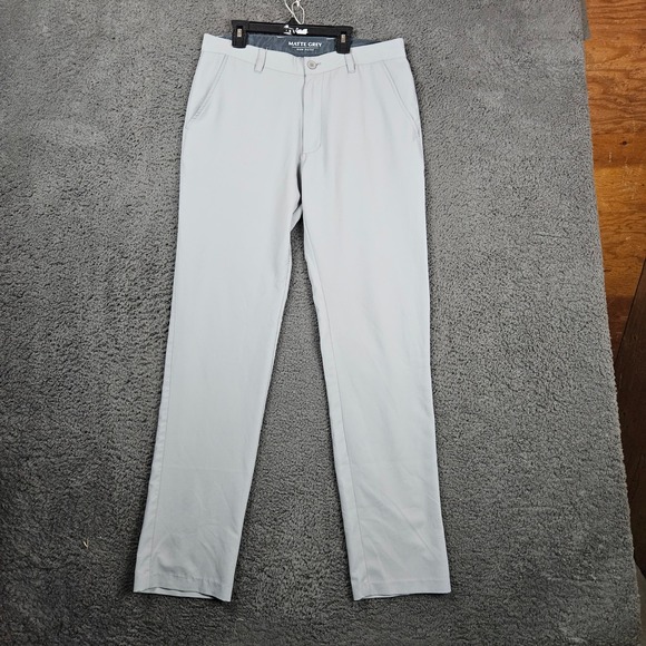 Matte Grey Mens 32x33 Golf Pants Lightweight Casual Chino Trousers - Picture 1 of 8